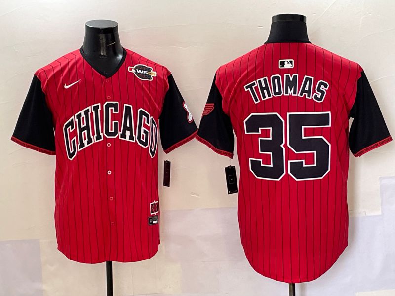 Men 2025 Chicago White Sox #35 Thomas Red Stripe Joint Name Nike MLB Jersey style 41->chicago white sox->MLB Jersey